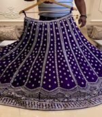 Embroidered Semi Stitched Lehenga Choli (Purple) - Image 4