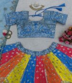 Multi Color Royal Mono Fenton Lehenga Set with Zari & 9mm Sequence Embroidery - Image 3