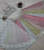 Sky Color Wedding Lehenga Choli In Georgette With Thread And Sequence Work - Image 6