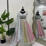 Sky Color Wedding Lehenga Choli In Georgette With Thread And Sequence Work