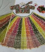 Multi Color Bridal Lehenga Choli With Heavy Thread Embroidery Work - Image 4
