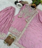 wonderful pink color chinon sequence rivet moti salwar suit - Image 4