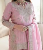 wonderful pink color chinon sequence rivet moti salwar suit - Image 2