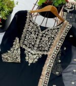 Prazu Fashion Black Georgette Embroidered Sharara Suit - Image 6
