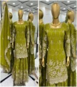 Premium Wedding Heavy Chinnon Silk Sharara Suits - Image 5