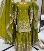 Premium Wedding Heavy Chinnon Silk Sharara Suits - Image 6