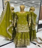 Premium Wedding Heavy Chinnon Silk Sharara Suits - Image 8