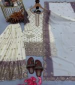 Ladies Heavy Dual Tone Peding Star Georgette with Embroidery Work Palazzo Suit - Image 5