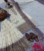 Ladies Heavy Dual Tone Peding Star Georgette with Embroidery Work Palazzo Suit - Image 4