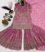Embroidered Sharara Palazzo Suit for Women | Festive & Party Wear - Image 4