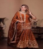 Ladies Designer Sharara Suit with Embroidery (Fendy Fabric) - Readymade Kurta, Sharara & Dupatta Set