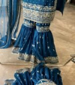 Exclusive Blue Georgette Embroidery Work Sharara Suit With Dupatta - Image 4