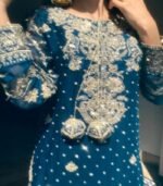 Exclusive Blue Georgette Embroidery Work Sharara Suit With Dupatta - Image 2