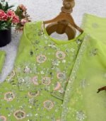 Readymade Georgette Ladies Designer Sharara Suit with Embroidery for Casual Wear (Kurta, Sharara & Dupatta) - Image 2