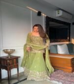 Readymade Georgette Ladies Designer Sharara Suit with Embroidery for Casual Wear (Kurta, Sharara & Dupatta) - Image 5