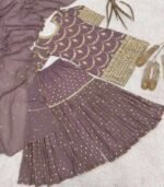 Full Sleeves Silk Fabric Sharara Suit - Image 4